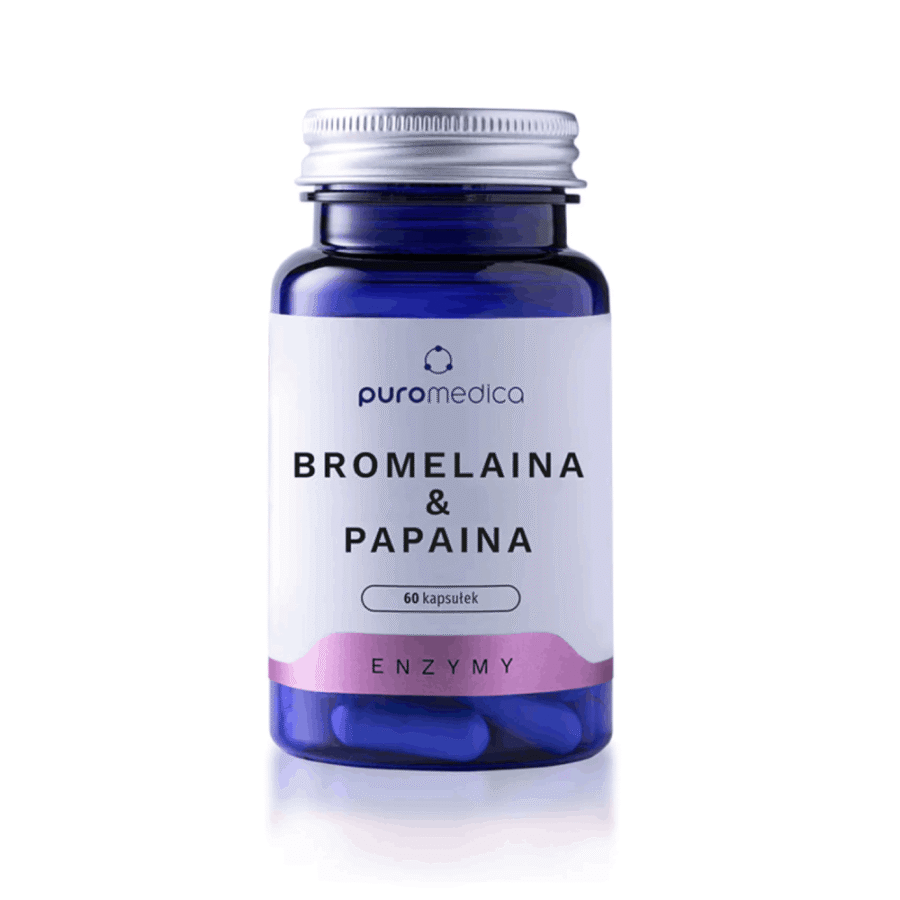Bromelaina i papaina - enzymy trawienne - Puromedica - 60 kapsułek
