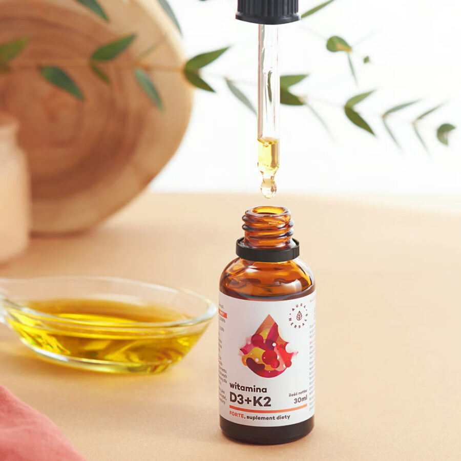 Witamina D3K2MK7 FORTE - 4000 IU - Aura Herbals - 30 ml