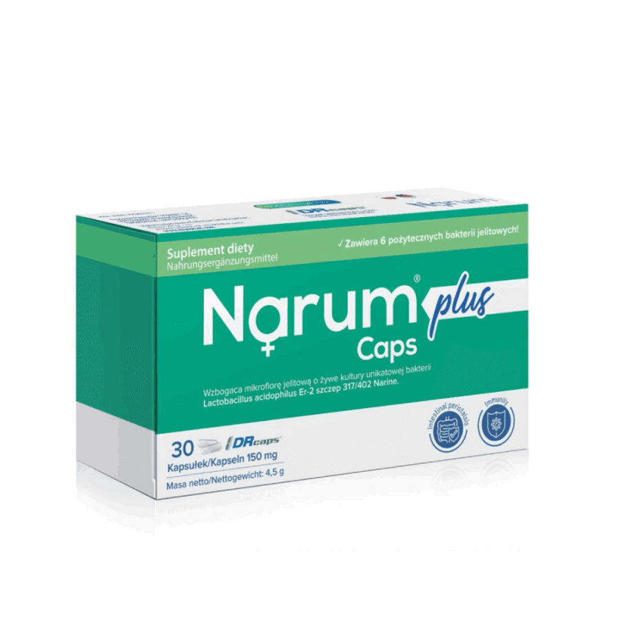 Narum plus caps 150 mg - perystaltyka jelit - 30 kapsułek