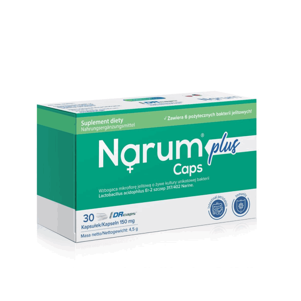 Narum plus caps 150 mg - perystaltyka jelit - 30 kapsułek