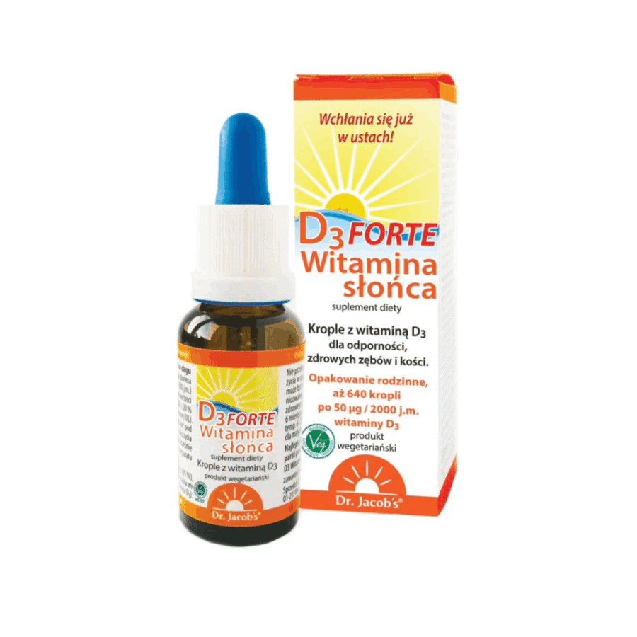 Witamina słońca FORTE - Witamina D3 - Dr. Jacob's - 20 ml