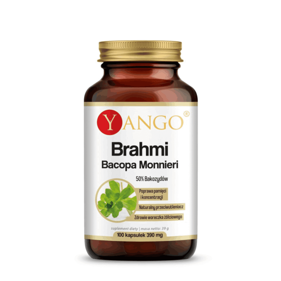 Brahmi - Bacopa monnieri - 50% bakozydów - Yango - 100 kapsułek