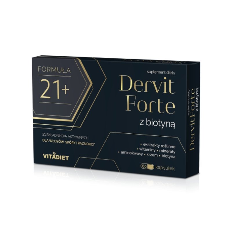 Dervit Forte z Biotyną na włosy - VitaDiet - 60 kapsułek
