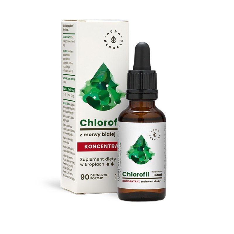 Chlorofil z morwy białej - koncentrat - Aura Herbals - 30 ml