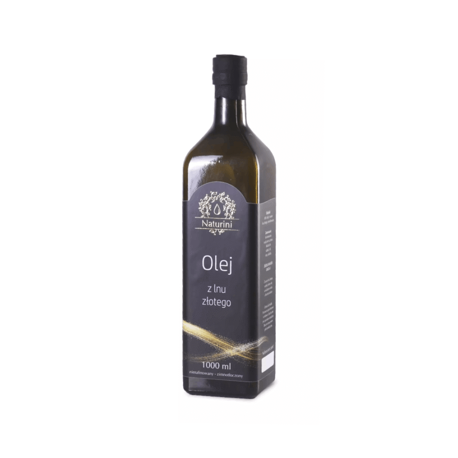 Olej z lnu złotego tłoczony na zimno - Naturini - 1000 ml