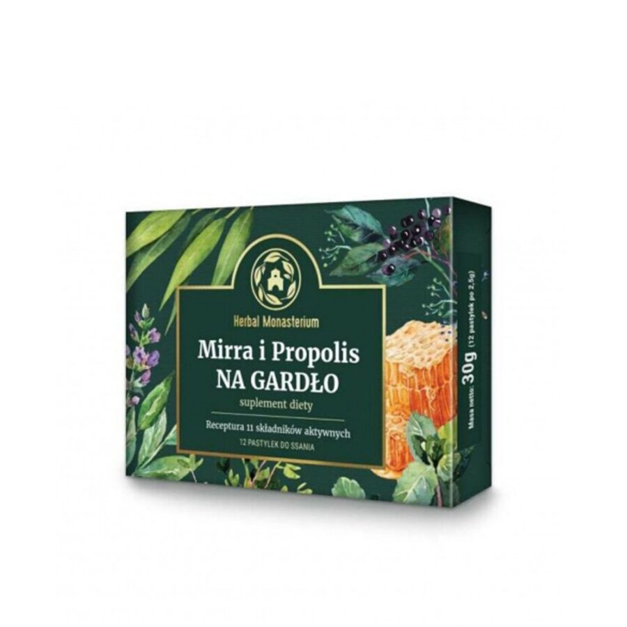 Mirra i Propolis na gardło - Herbal Monasterium - 12 pastylek