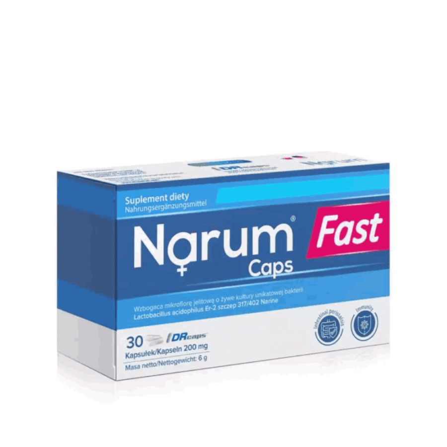 Narum Fast Caps - probiotyk w nagłych i silnych dysfunkcjach jelitowych - 30 kapsułek
