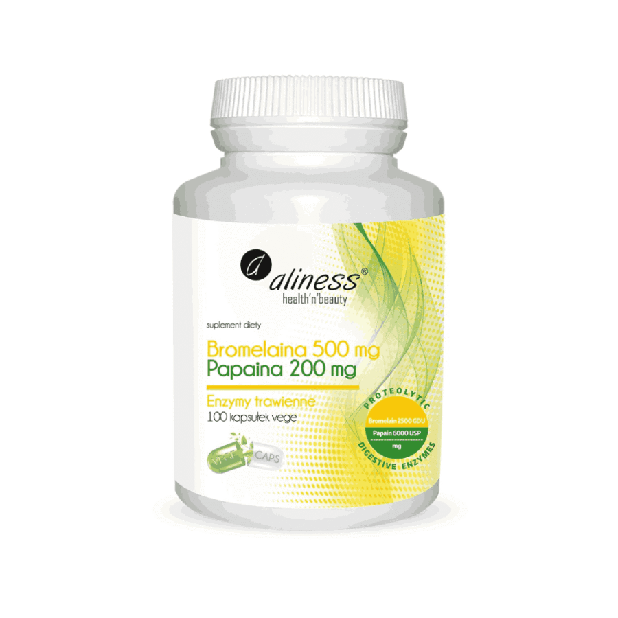 Bromelaina i Papaina - Aliness - 100 kapsułek