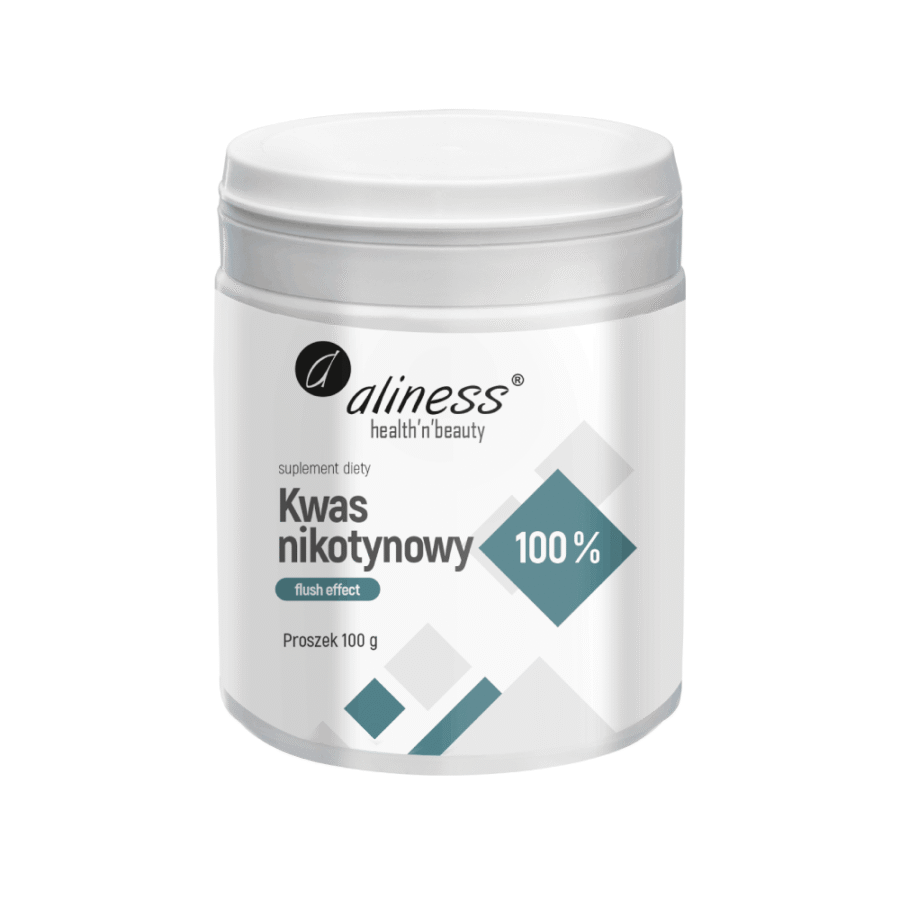 Kwas nikotynowy proszek czysty 100% - flush effect - Aliness - 100 g