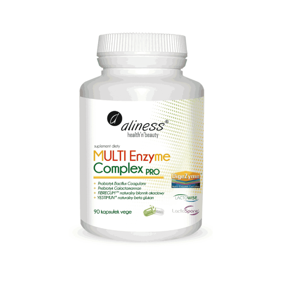 MULTI Enzyme Complex PRO - roślinne enzymy trawienne - Aliness - 90 kapsułek
