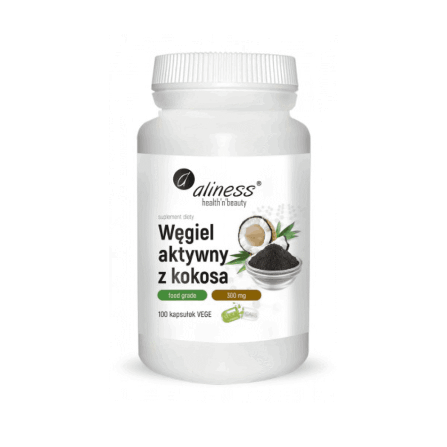 Węgiel aktywny z kokosa Food Grade - Aliness - 100 kapsułek
