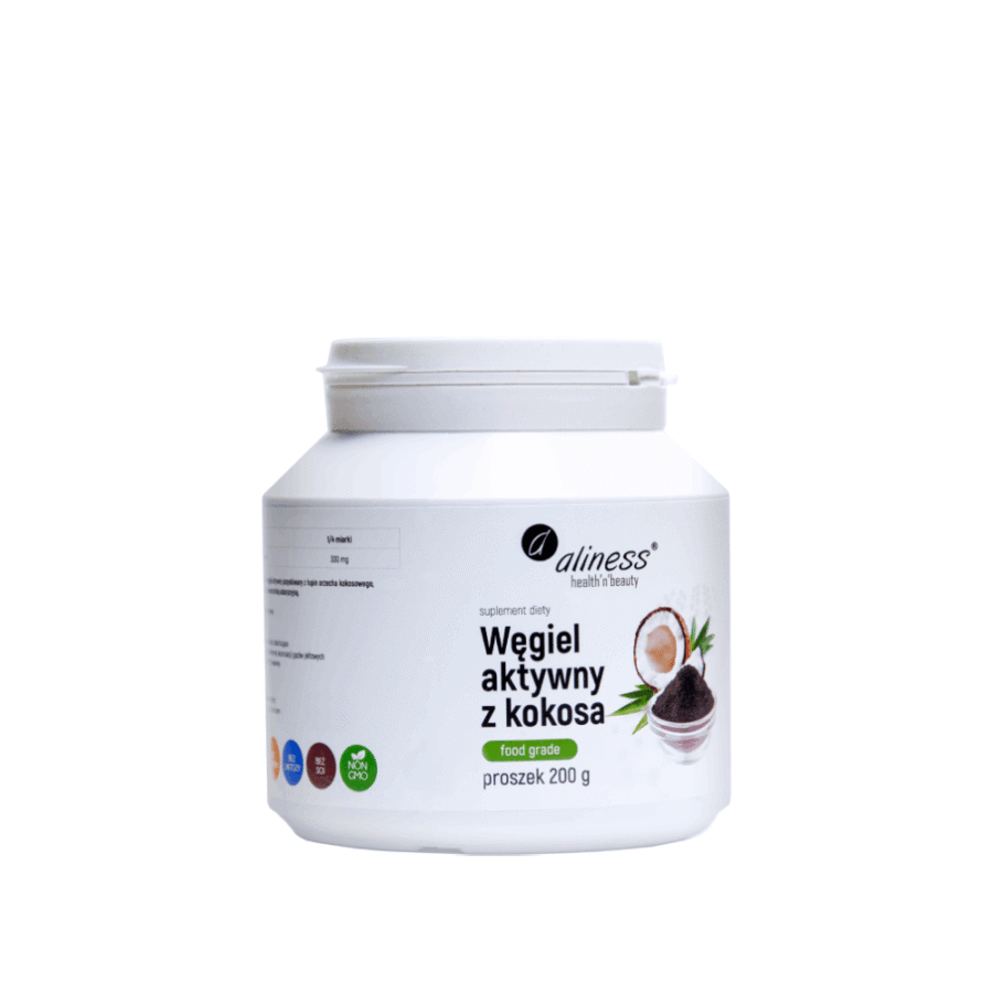Węgiel aktywny z kokosa w proszku Food Grade proszek - Aliness - 200 g