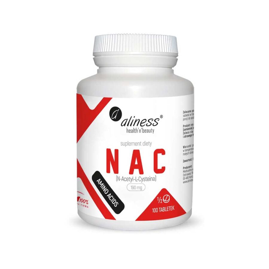 NAC N-Acetyl-L-Cysteine 190 mg (1/2 tab) - Aliness - 100 tabletek