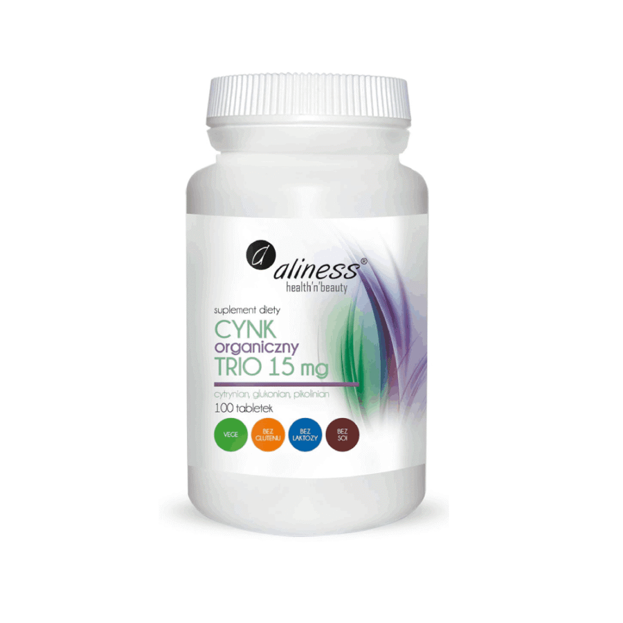 Cynk Organiczny Trio 15 mg - Aliness - 100 tabletek