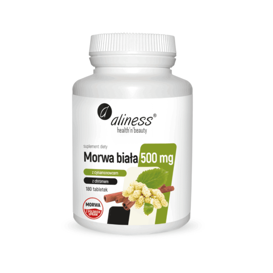 Morwa biała z cynamonowcem i chromem - Aliness - 180 tabletek