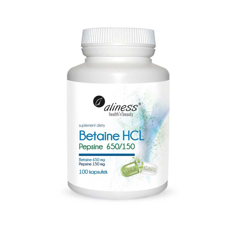 Betaina HCL z Pepsyną 650/150 mg - Aliness - 100 kapsułek