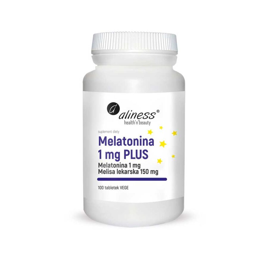 Melatonina 1 mg PLUS - ekstrakt z melisy - Aliness - 100 tabletek