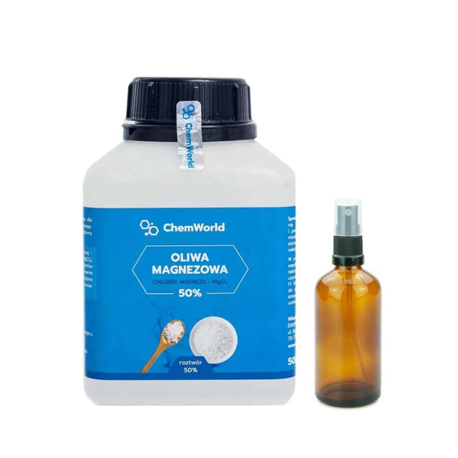 Oliwa Magnezowa 50% i butelka z atomizerem 100 ml - zestaw