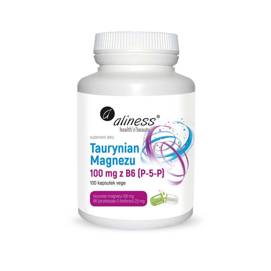 Taurynian Magnezu Aliness - 100 mg z B6 (P-5-P) - 100 kapsułek