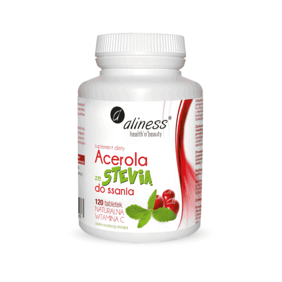 Acerola ze Stevią do ssania - Aliness - 120 tabletek