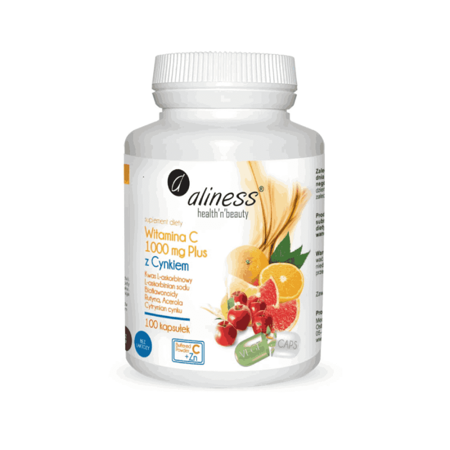 Witamina C 1000 mg z Cynkiem Plus  - Aliness - 100 kapsułek