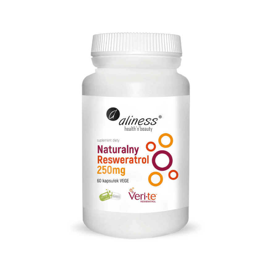 Naturalny Resweratrol Veri-Te 250mg - Aliness - 60 kapsułek