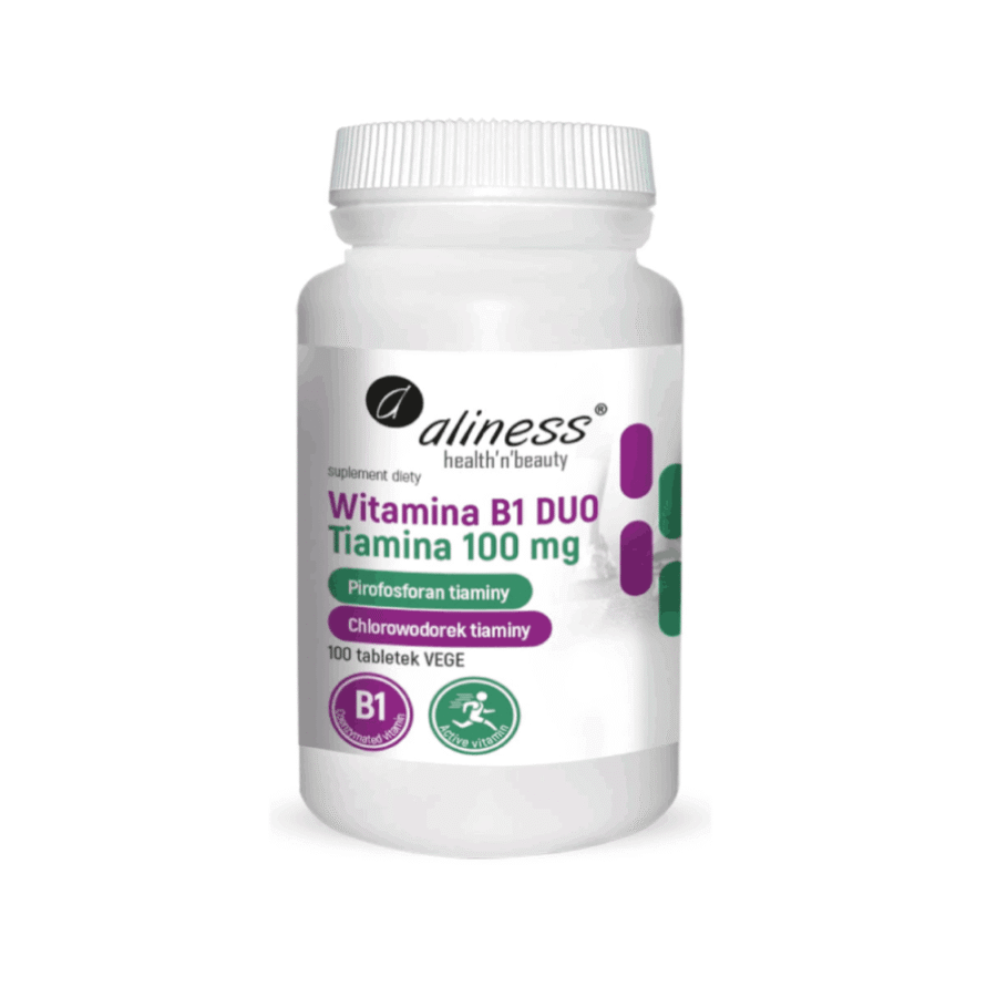 Witamina B1 Tiamina DUO 100 mg - Aliness - 100 tabletek