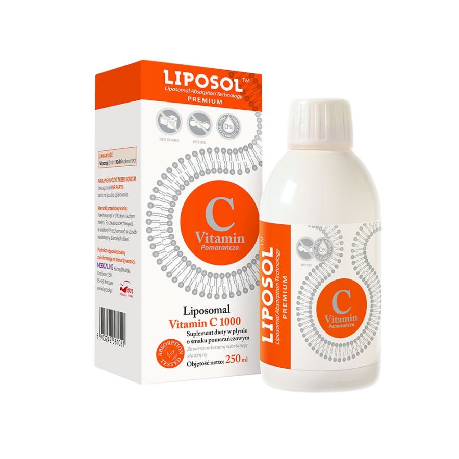 Liposol C 1000 smak pomarańczowy - Liposomalna Witamina C  - Aliness - 250 ml