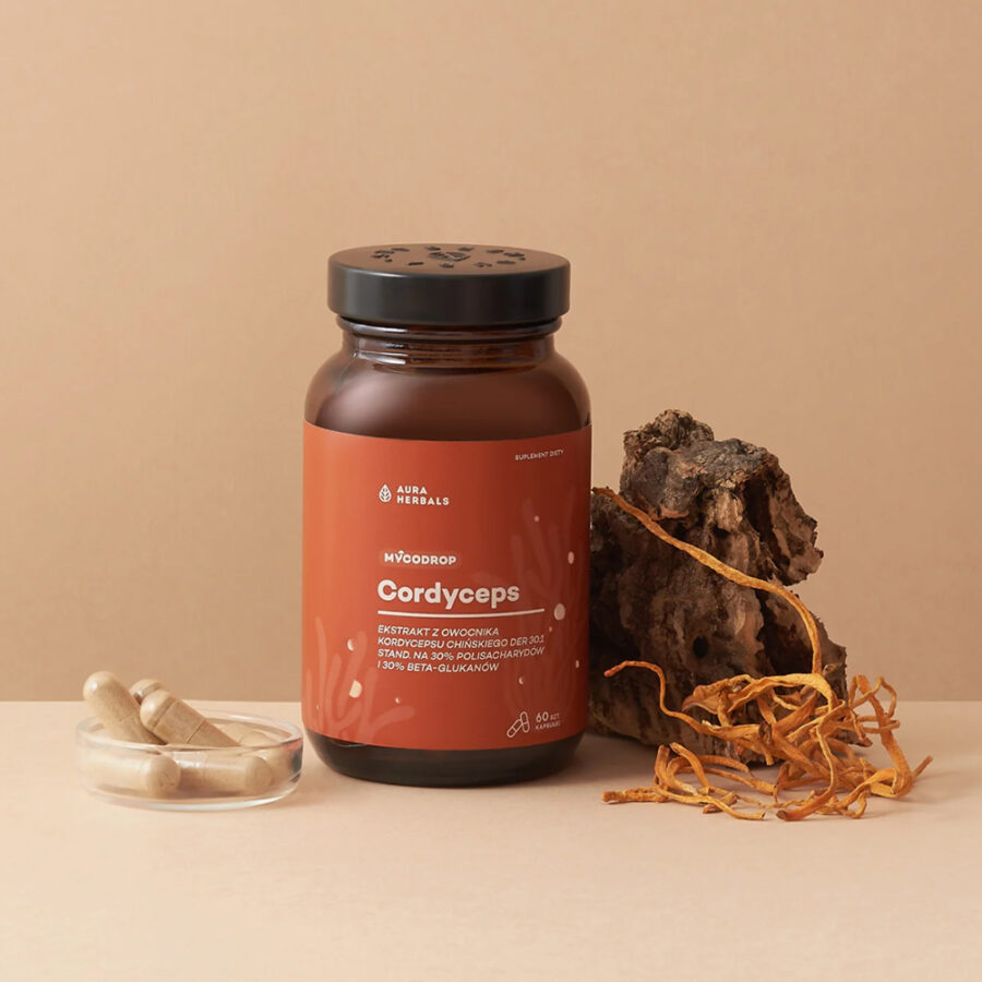 Cordyceps ekstrakt 30:1 Aura herbals Mycodrop - 60 kapsułek