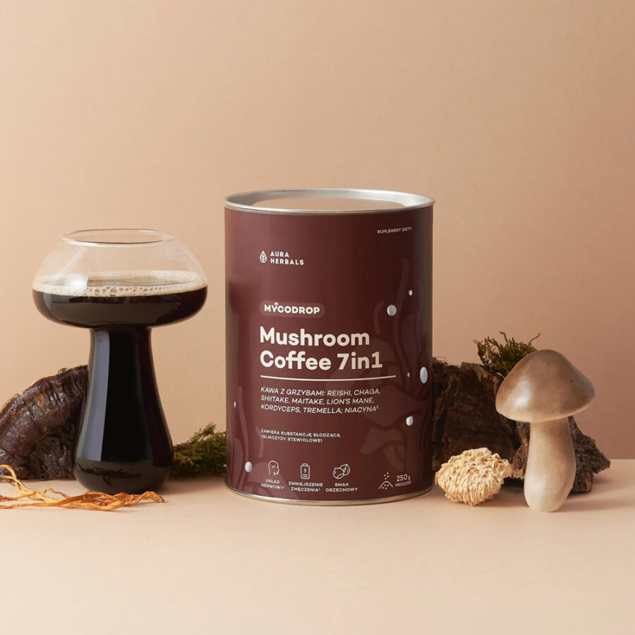 Kawa z adaptegenami Mushroom coffee - Aura herbals - 40 porcji