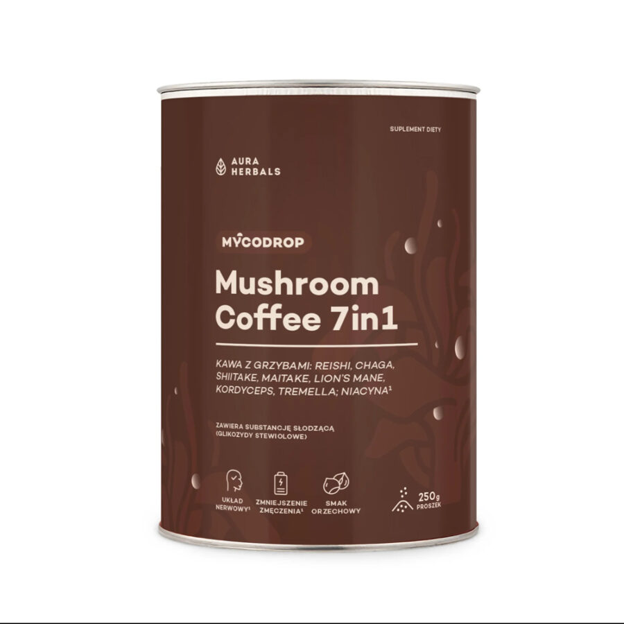 Kawa z adaptegenami Mushroom coffee - Aura herbals - 40 porcji